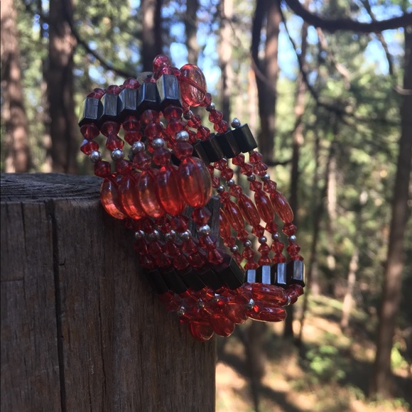 Jewelry - Wrist bling , magnetized string of red glass beads
